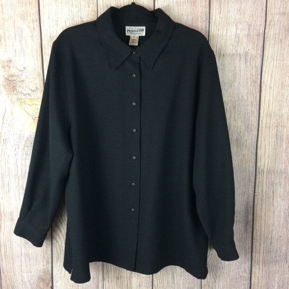 Pendleton Tops - Pendleton Women's Black Button Down Shirt Sz 2X